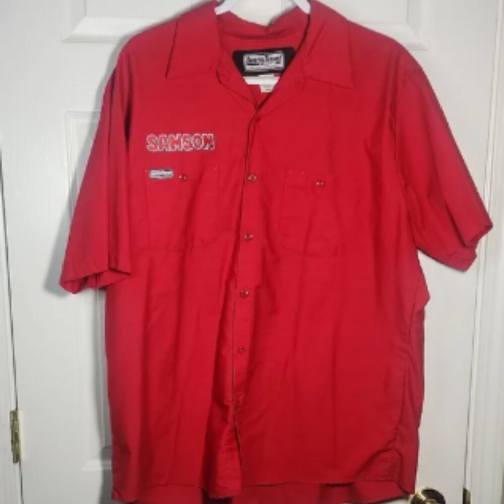 Vibrant Red Casual Button Down Shirt with Pointed Collar